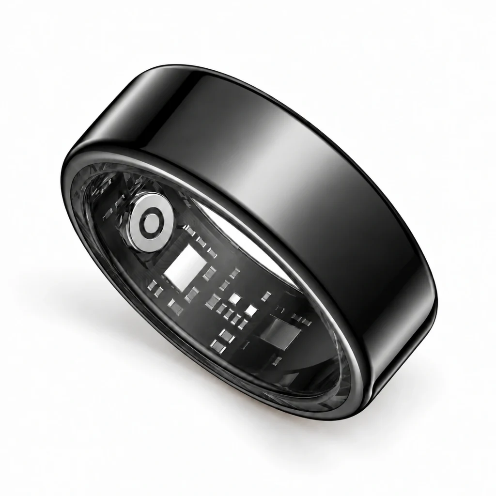 Gen 3 Gloss Black Smart Ring — three-quarter product view