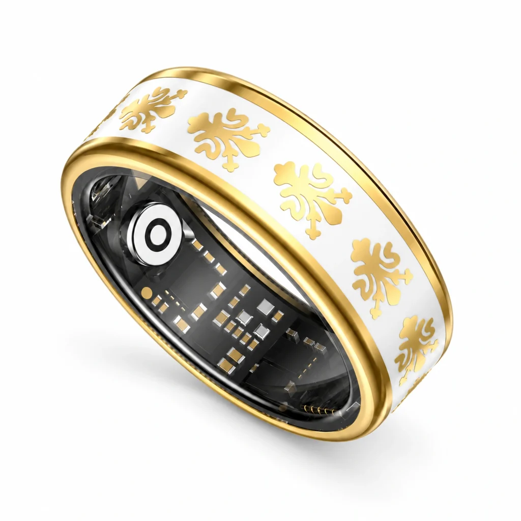 Gen 4 White Iris Smart Ring — three-quarter product view