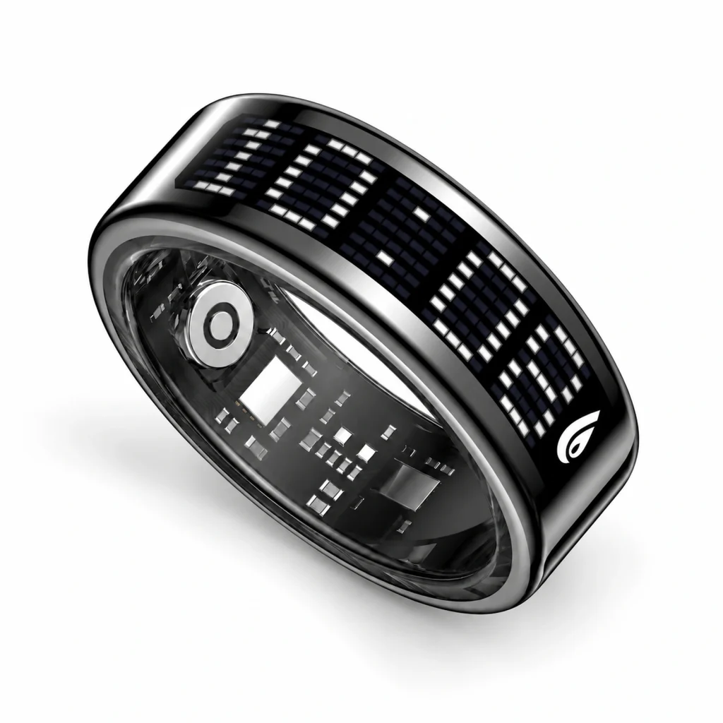 Gen 7 Gloss Black Smart Ring — three-quarter product view